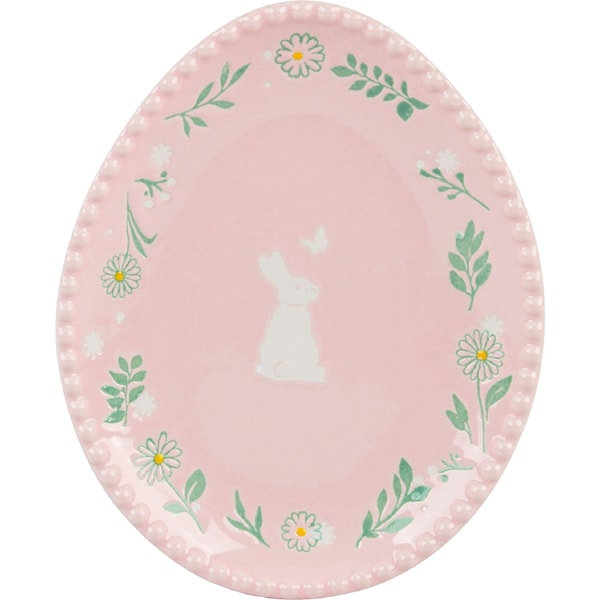 Easter Ceramic Egg Shaped Plate Pink each