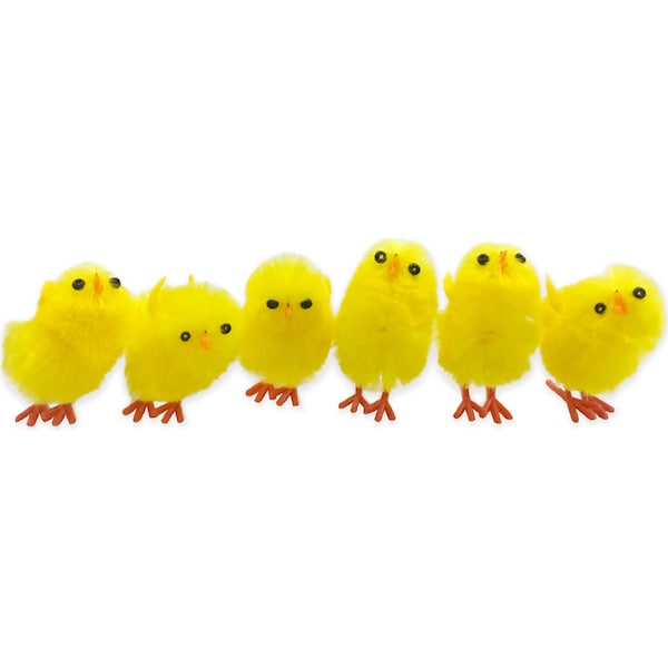 Easter Mini Chick Decorations Yellow 6 pack