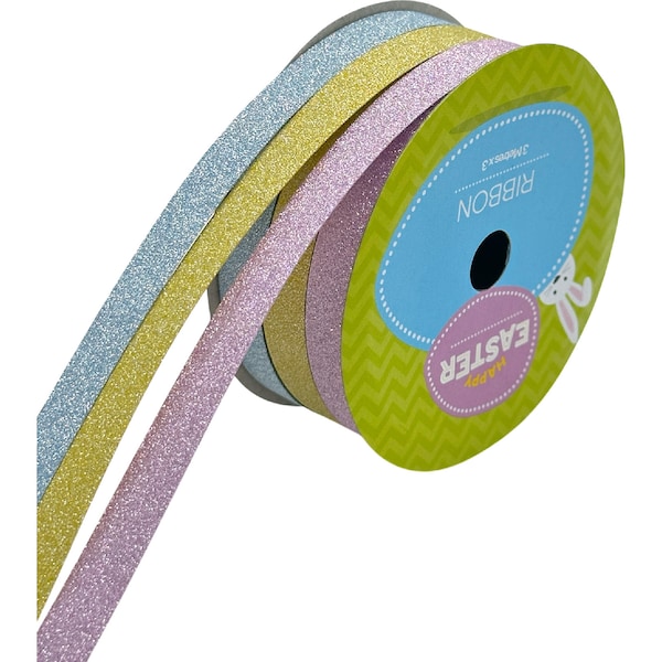 Easter Small Ribbon Glitter 3m 3 pack
