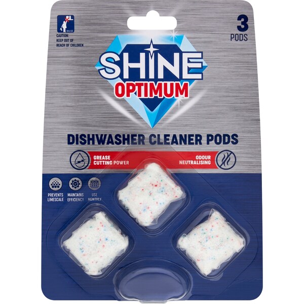 Shine Optimum Dishwasher Cleaner Pods 3 pack