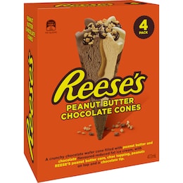 Reese's Peanut Butter Chocolate Ice Cream Cones 4 pack – Woolworths