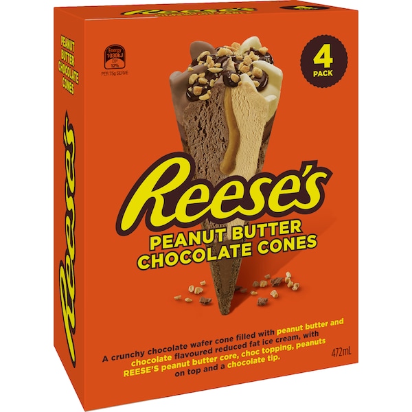 Reese's Peanut Butter Chocolate Ice Cream Cones 4 pack