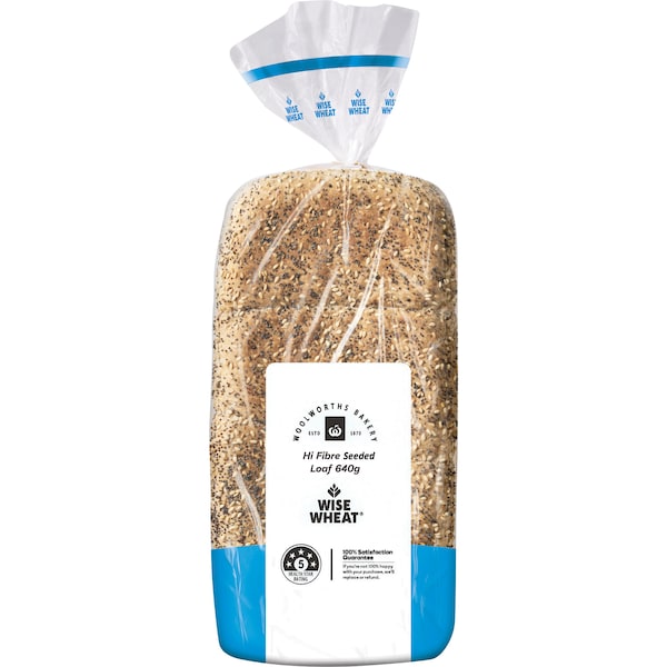 Woolworths Wise Wheat Hi Fibre Seeded Loaf 640g