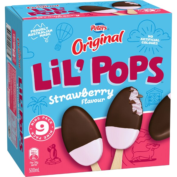 Peters Lil' Pops Frozen Dessert Strawberry 9 pack