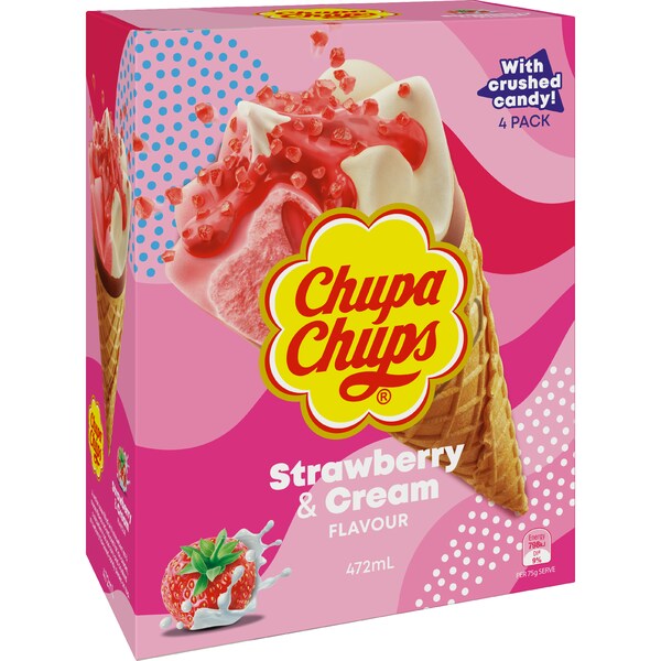 Chupa Chups Ice Cream Cones Strawberry 4 pack