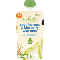 Macro Baby Food Pouch Pear Banana Blueberry & Oats