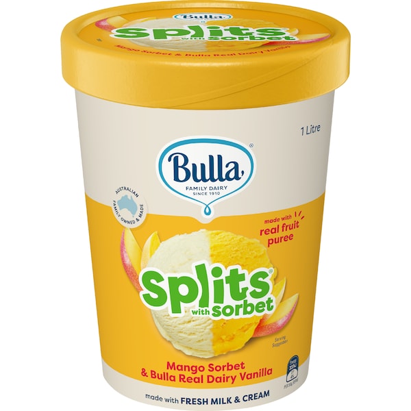 Bulla Splits Sorbet Tub Mango 1L