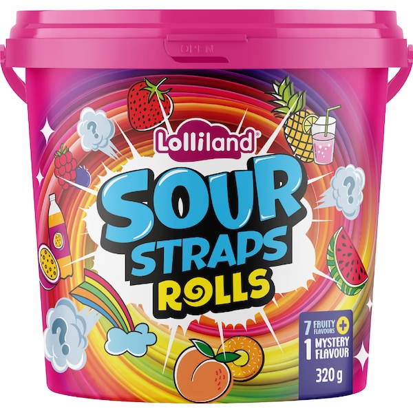 Lolliland Sour Straps Rolls Tub 320g