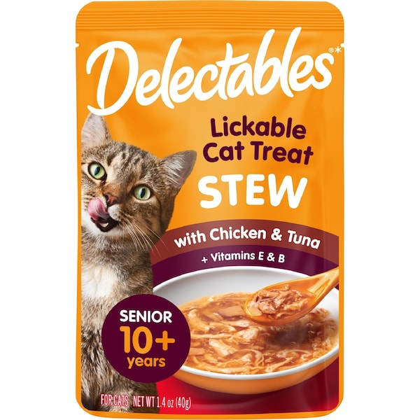 Delectables Lickable Stew Senior Cat Treats With Chicken & Tuna 40g
