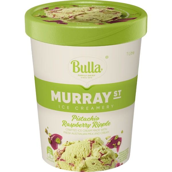 Bulla Murray St Pistachio Raspberry Ripple Ice Cream 1L