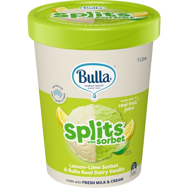 Bulla Splits Sorbet Tub Lemon Lime 1L