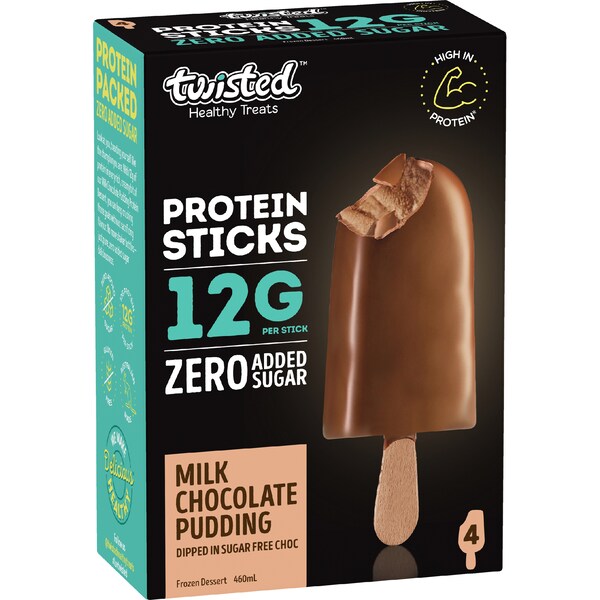 Twisted Healthy Treats Protein Sticks Milk Chocolate Pudding 4 pack