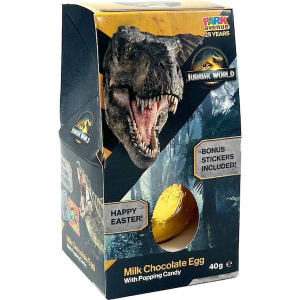 Park Avenue Jurassic World Milk Chocolate Egg With Popping Candy 40g