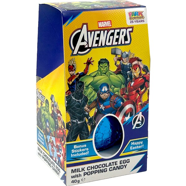 Park Avenue Marvel Avengers Milk Chocolate Egg With Popping Candy 40g