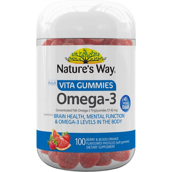 Nature's Way Adult Vita Gummies Omega 3 Berry & Blood Orange Flavoured 100 pack
