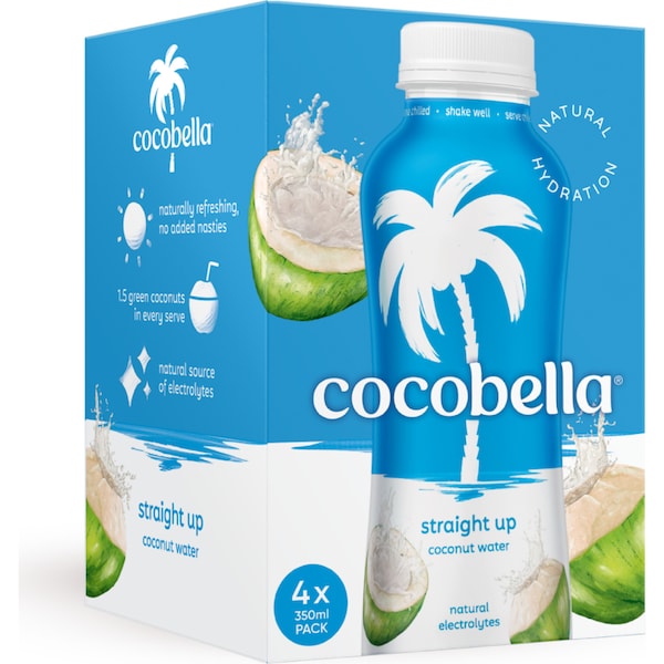 Cocobella Coconut Water Straight Up 350mL x 4 pack