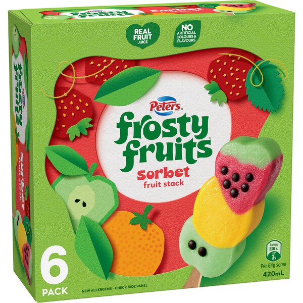 Peters Frosty Fruits Fruit Stack Sorbet Sticks 6 pack