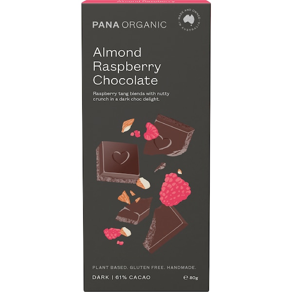 Pana Organic Almond Raspberry Dark Chocolate Block 80g
