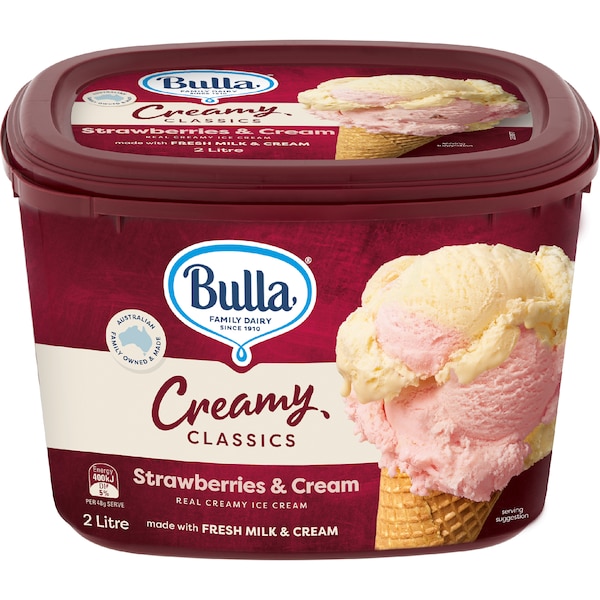Bulla Creamy Classics Strawberries & Cream Ice Cream 2L