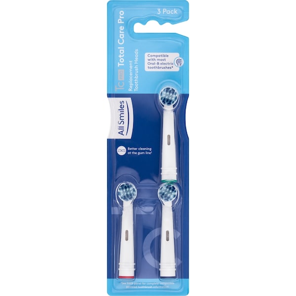All Smiles Replacement Toothbrush Heads Regular 3 pack