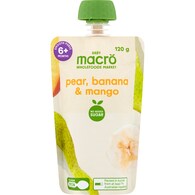 Macro Baby Food Pouch Pear Banana & Mango 6m+
