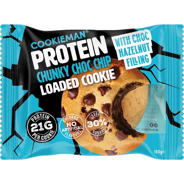 Cookieman Protein Chunky Choc Chip Loaded Cookie With Hazelnut 100g