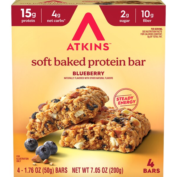 Atkins Soft Baked Protein Bar Blueberry 4 pack