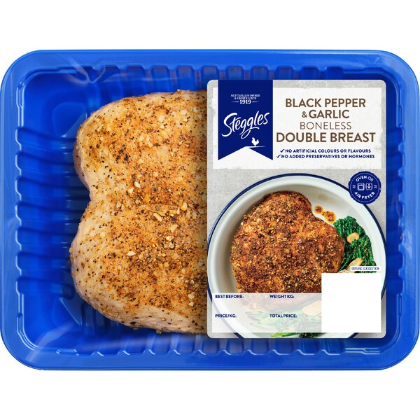 Steggles Double Breast Chicken Garlic & Black Pepper 605g - 810g