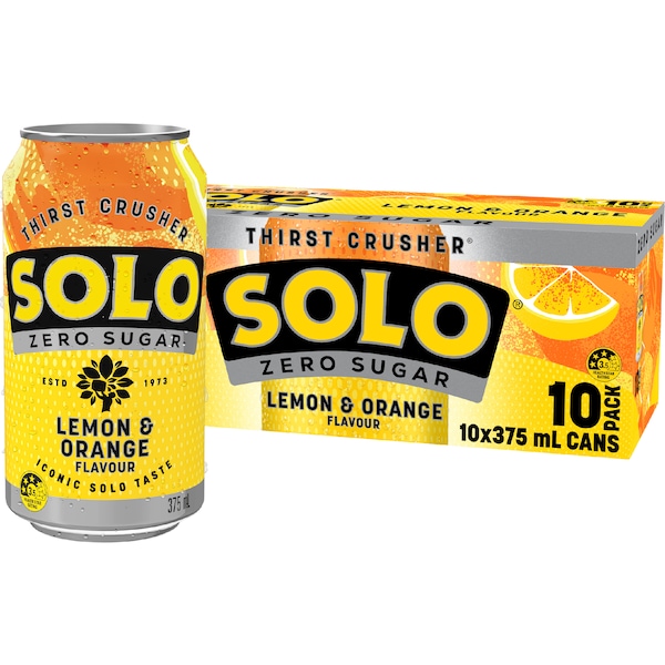 Solo Lemon Orange Zero Sugar 375mL x 10 pack