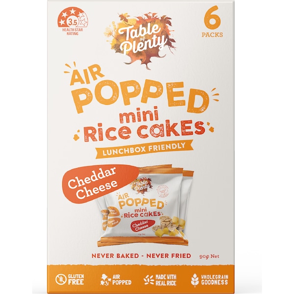 Table Of Plenty Air Popped Mini Rice Cakes Cheddar Cheese Snack Pack 6 pack