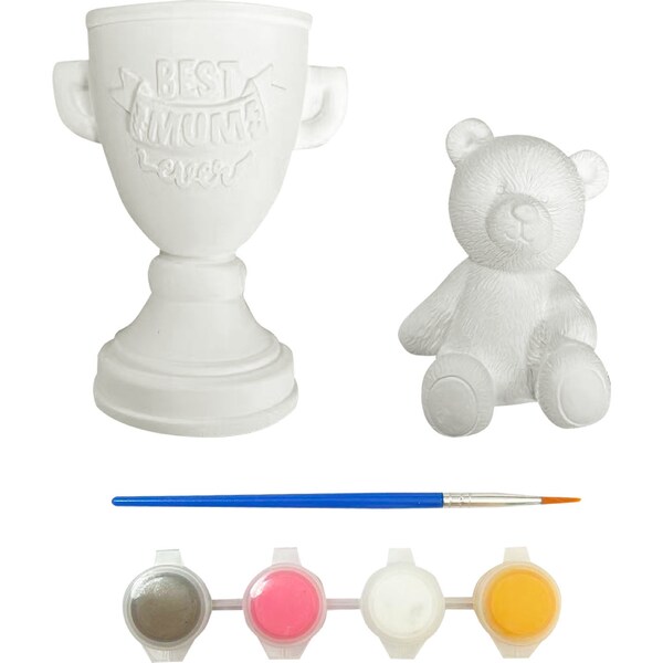 Mother's Day Do It Yourself Paint Set Trophy & Bear 2 pack