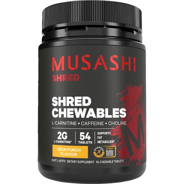 Musashi Shred Chewable Tablets Sour Punch Flavour 54 pack