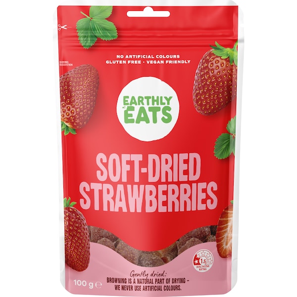 Earthly Eats Soft Dried Strawberries 100g