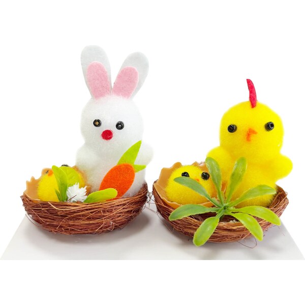 Easter Decorations Chick & Bunny 2 pack