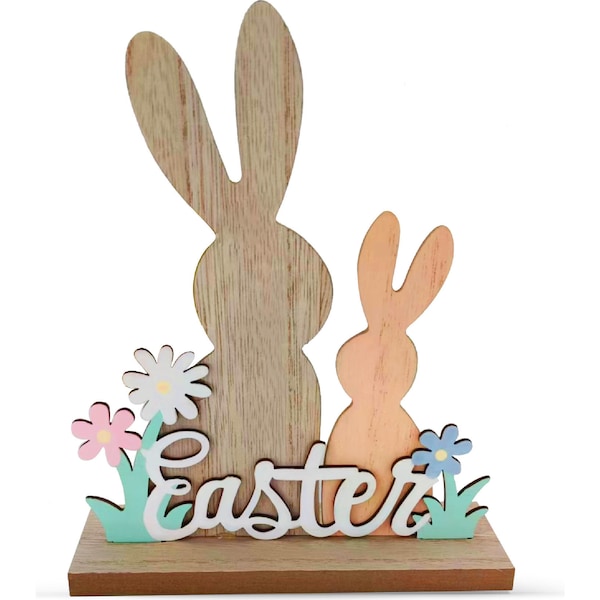 Easter Wooden Bunny Tabletop Decoration each