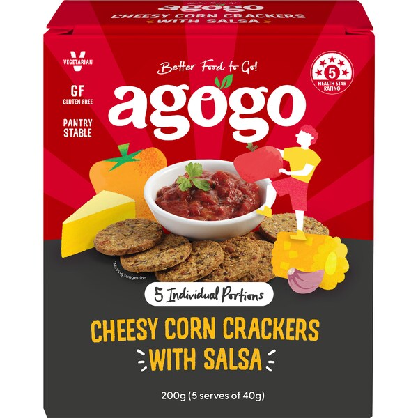 Agogo Cheesy Corn Crackers & Salsa 200g