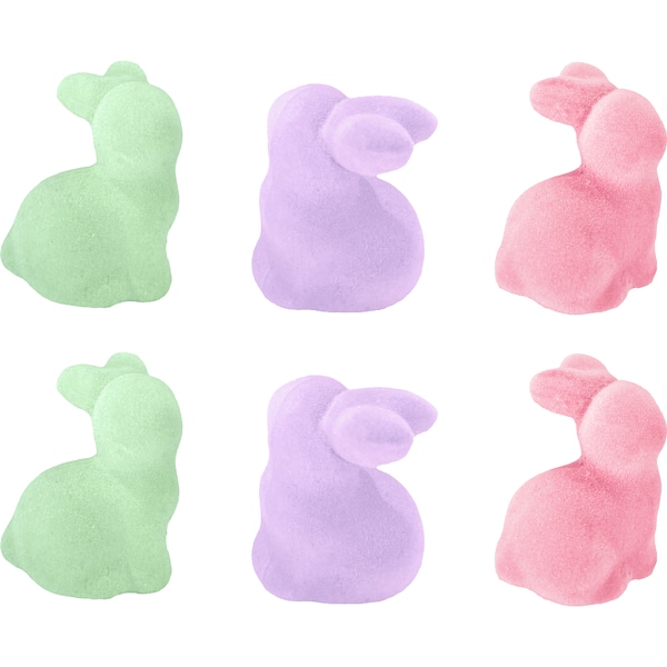 Mirabella Mini Flocked Easter Bunnies 6 pack