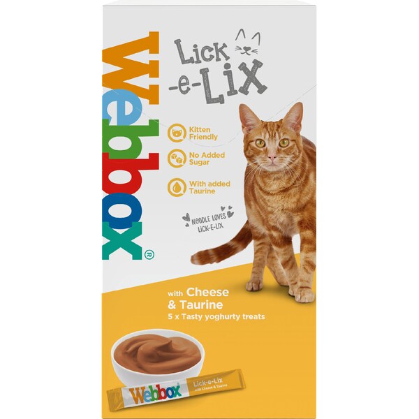 Webbox Lick-E-Lix Yoghurty Cat Treats Cheese & Taurine 15g x 5 pack