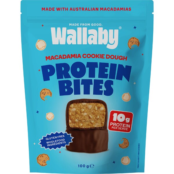 Wallaby Protein Bites Cookie Dough Macadamia Maple 100g