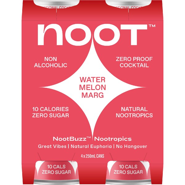 Noot Non Alcoholic Cocktail Watermelon Margarita 250mL x 4 pack