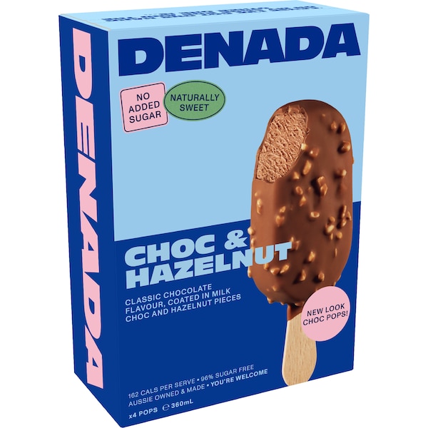 Denada Sugar Free Chocolate & Hazelnut Choc Pops 4 pack