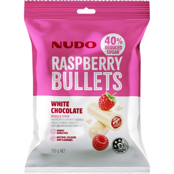 Nudo Raspberry Bullets White Chocolate 150g