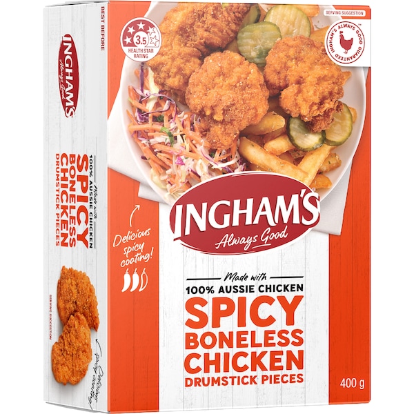 Ingham's Spicy Boneless Chicken Drumstick Pieces 400g