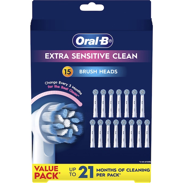 Oral-B Extra Sensitive Clean Electric Toothbrush Replacement Heads 15 pack