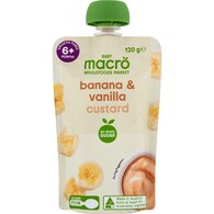 Macro Baby Food Pouch Banana & Vanilla Custard 6+ Months