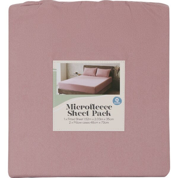 Queen Microfleece Bed Sheet Pack Pink each