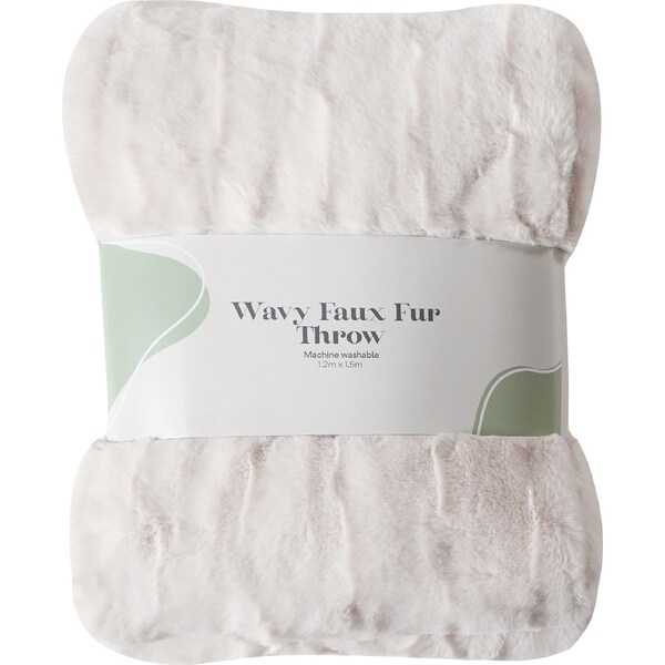 Wavy Faux Fur Throw Cream each