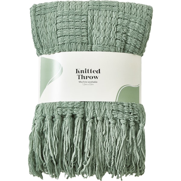 Chunky Knitted Throw Green each
