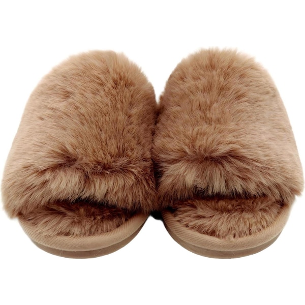 Ladies Faux Slide Slippers Chocolate Size 9/10 each