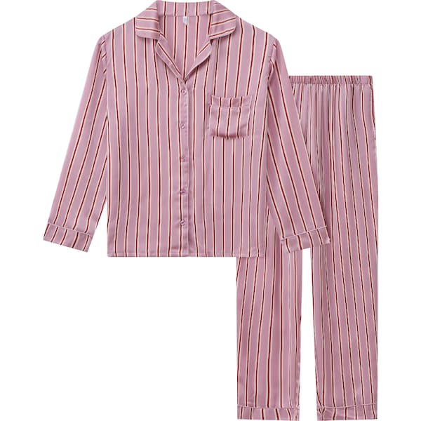 Ladies Satin Pyjamas Pink Stripes Size XL each